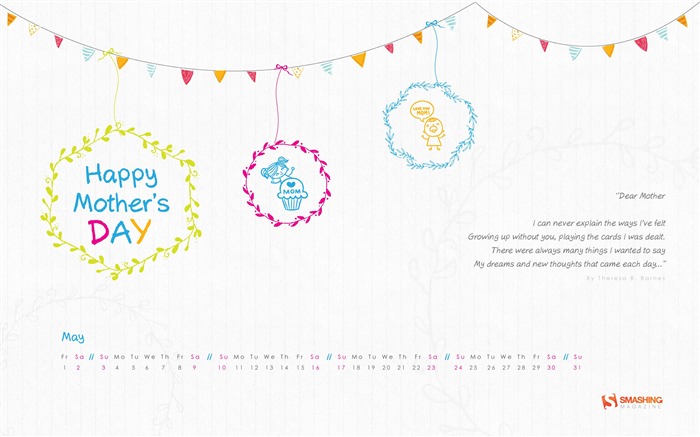 Un fondo de pantalla de Moms Hug-May 2015 Calendar Vistas:7469