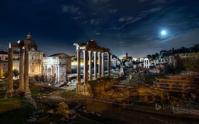 Lorsque vide lune sous les ruines antiques-2015 Bing fond d'écran Vues:8985