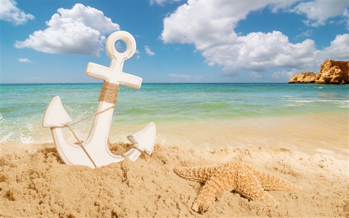 anchor on the beach-HD Widescreen Wallpaper Views:11009 Date:2015/4/3 22:48:59