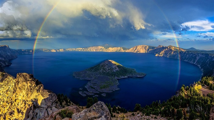 Hermoso lago rainbow-2015 Bing tema fondo de pantalla Vistas:8711