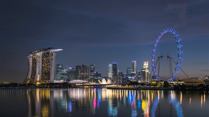 Fondo de pantalla de Singapur noche-2015 Bing Vistas:9378