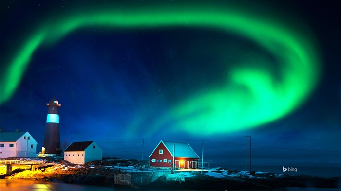 Papéis de Parede de Tema Northern Lights-Bing frente à praia Visualizações:13587