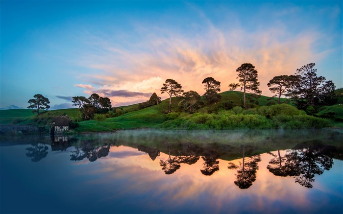 hill lake sunset trees-Scenery HD Wallpaper Views:7767 Date:2015/8/18 7:09:58