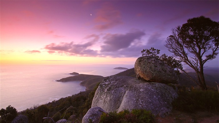 mer calme côte soir-Fond d'écran Paysage Vues:10788