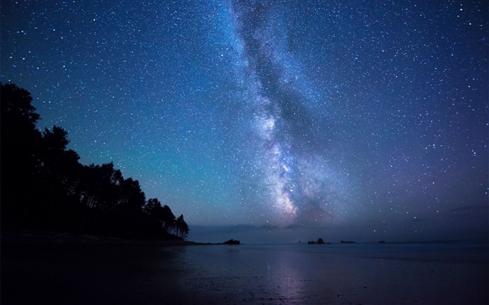 stars sky shore-Scenery HD Wallpaper Views:12562 Date:2015/8/18 6:59:18