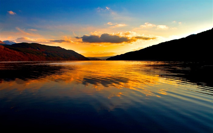 le coucher du soleil et de l'eau de rivière-Fond d'écran Paysage Vues:10507