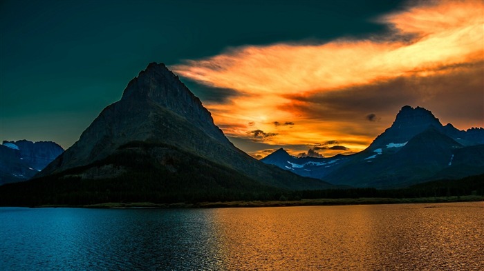 swiftcurrent lake sunrise-Naturaleza fondo de pantalla HD Vistas:7664