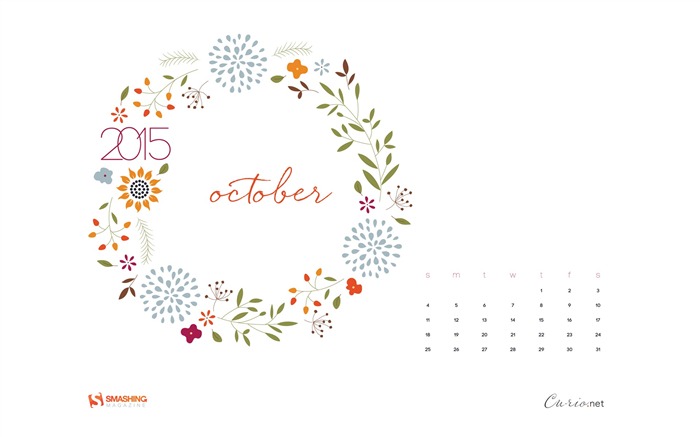 Octobre 2015 calendar bureau thèmes fond d'écran Vues:6502