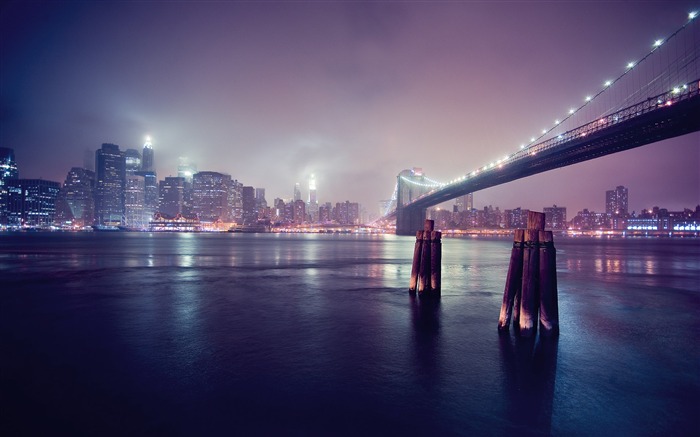 brooklyn bridge city night-Travel fondo de pantalla Vistas:9221