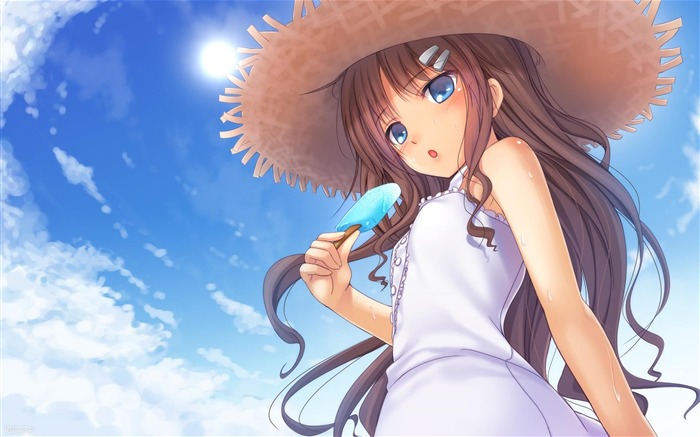 girl anime hat sky-Design HD Wallpaper Views:14621 Date:2015/9/16 7:08:19