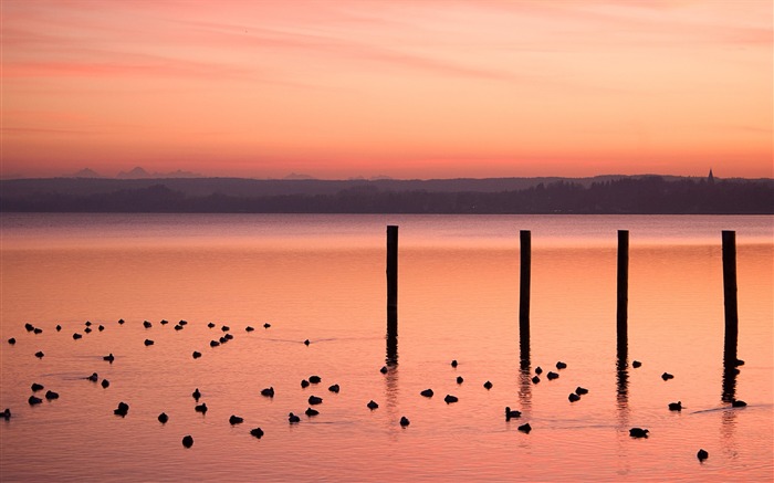 lindo pôr do sol no lago-paisagem HD Wallpaper Visualizações:8231