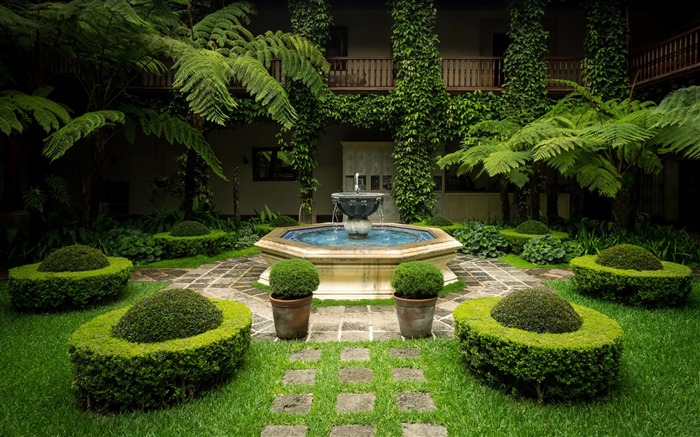 courtyard and fountain-High Quality Wallpaper Views:8672 Date:2015/10/24 23:25:44