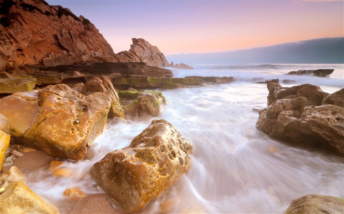 agua que salpica rocas-Paisaje fondo de pantalla HD Vistas:7808