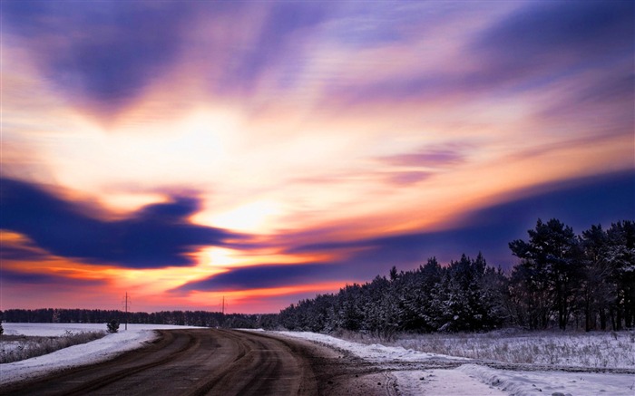 floresta de inverno, beleza, por do sol, papel de parede de alta qualidade Visualizações:6640