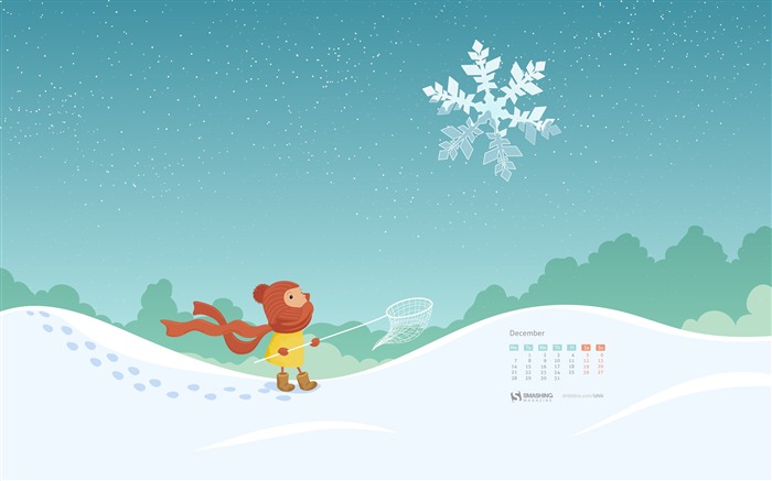 Catch Your Snowflake Parfait-Décembre 2015 Calendrier fond d'écran Vues:7740