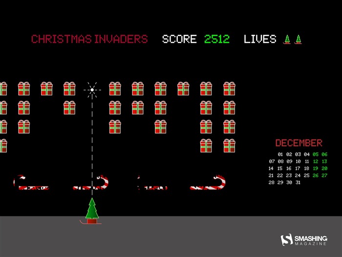 Noël Invaders CAL-Décembre 2015 Calendrier fond d'écran Vues:6853