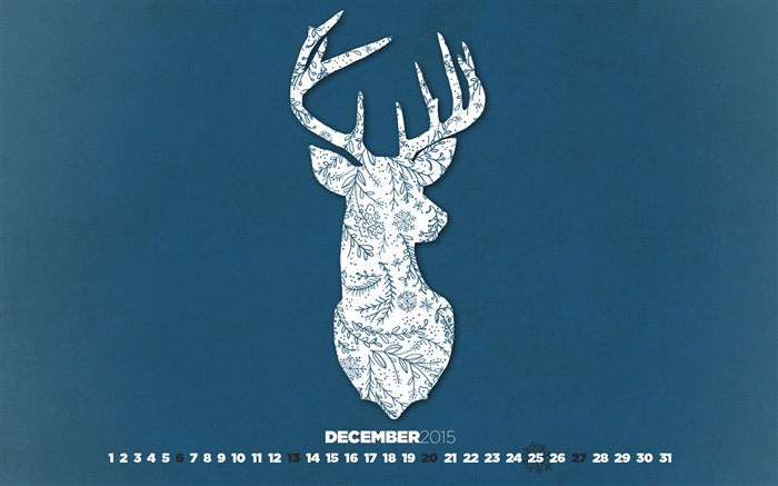 Deer CAL-Décembre 2015 Calendrier fond d'écran Vues:9201