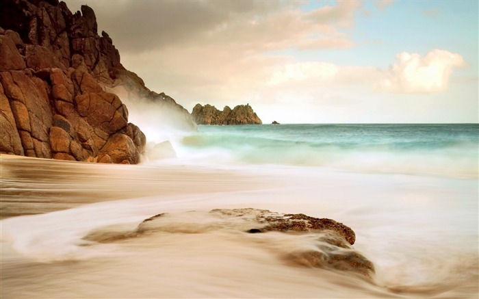 Papéis de Parede de Nevoeiro na Praia do Por do Sol-Natureza HD Visualizações:8044