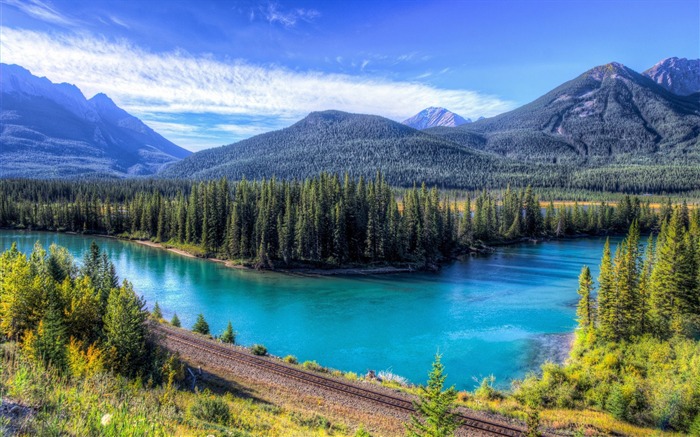 Forest azure river rail road-Travel HD Wallpaper Views:10693 Date:2015/11/9 5:30:53