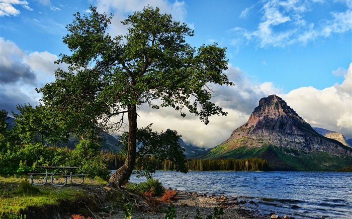 Lake peaks trees-Travel HD Wallpaper Views:10187 Date:2015/11/9 5:36:06