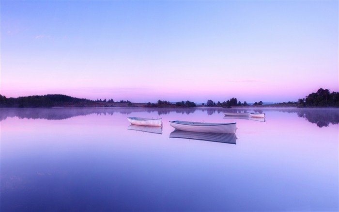 Lacs bateaux coucher de soleil-HD Widescreen Fond d'écran Vues:8198