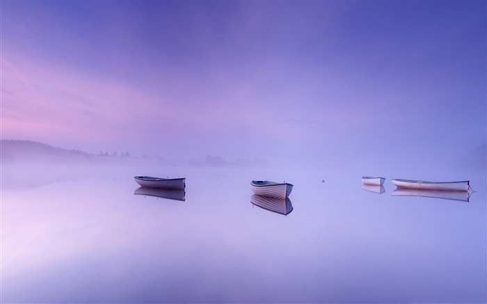 Lacs calmes matin deux bateaux-HD Widescreen Fond d'écran Vues:7572