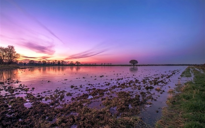 Muddy lake nature purple sky-Travel HD Wallpaper Views:8447 Date:2015/11/9 5:39:02