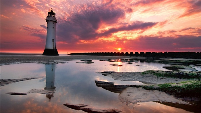 Ocean light house purple sky-Travel HD Wallpaper Views:8488 Date:2015/11/9 5:28:22