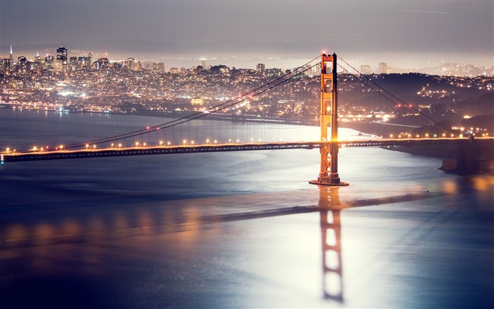 San francisco night bridge HDR-Cities HD Wallpaper Views:9316 Date:2015/11/9 7:40:26