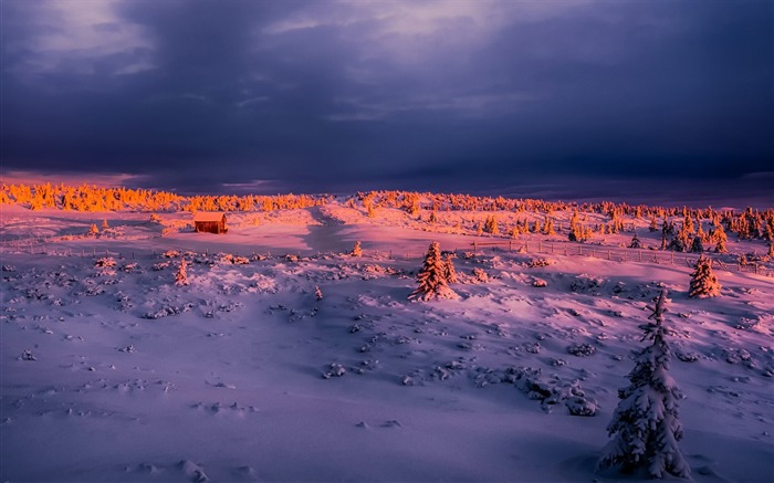 Winter snow sky glow-Travel HD Wallpaper Views:8906 Date:2015/11/9 5:53:35