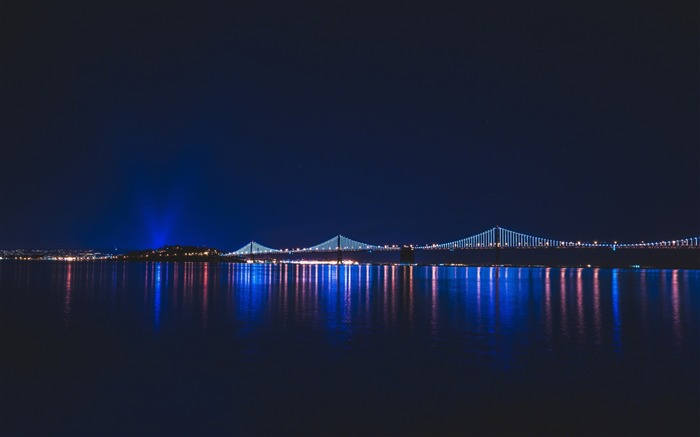 ciudad noche puente río-Paisaje HD fondo de pantalla Vistas:9599