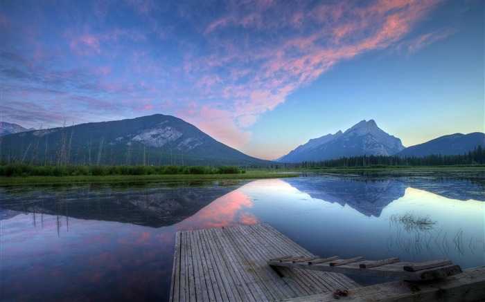 nuvens de pôr do sol vermilion lakes-HD Wide Wallpaper Visualizações:8329