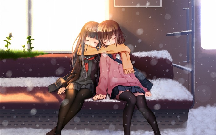 Anime winter scarf bench-2015 High Quality Wallpaper Views:8289 Date:2015/12/14 6:19:37