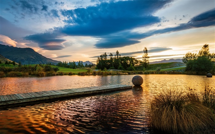 Golden sunset reflection-HD Fondos de Escritorio Vistas:7760