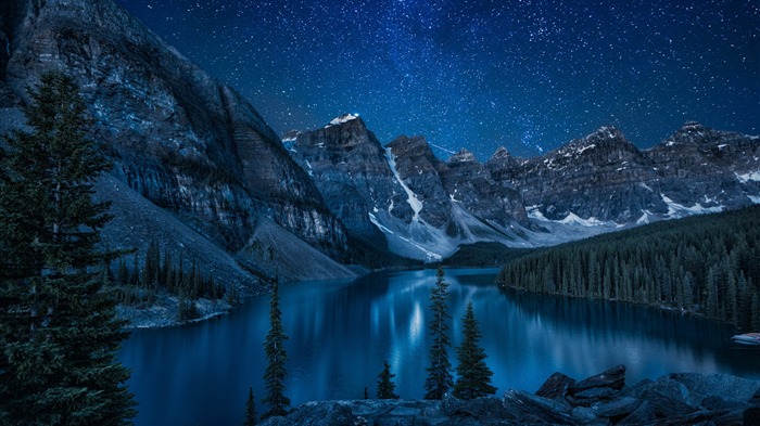 Jungle night sky alpine lakes-Windows 10 HD Wallpaper Views:69523 Date:2016/1/12 20:50:58