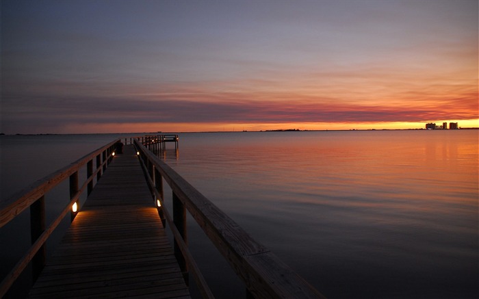 Ocean dock after sunset-HD Fondos de escritorio Vistas:8395