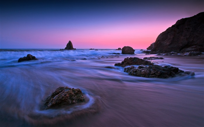 Purple Sunset Light Beach-Nature Photo fondo de pantalla HD Vistas:9669