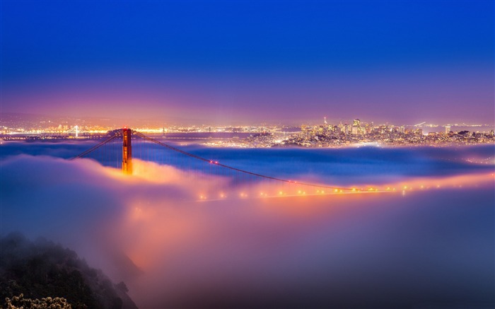 Golden gate bridge fog-Cities HD papel de parede de mesa Visualizações:9351