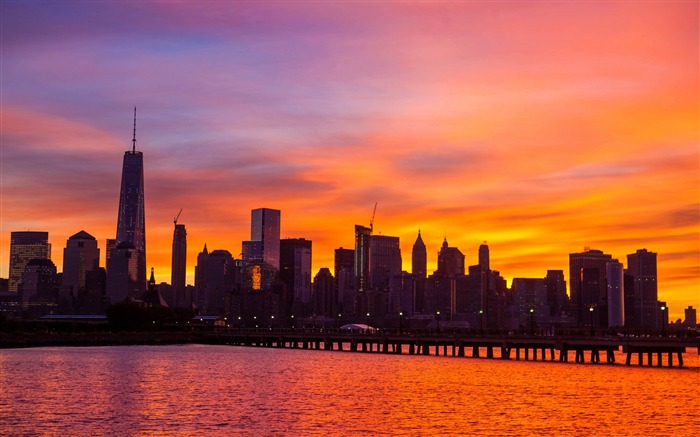 New York skyline sunrise-Cities HD papel de parede de mesa Visualizações:16255