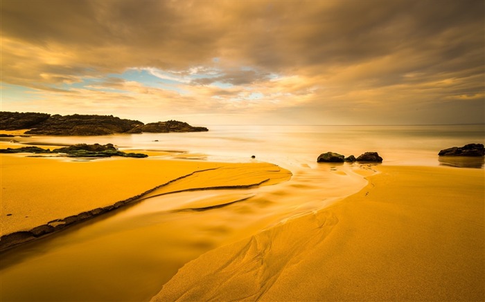 Pedras da maré de areia do mar - cenário perfeito Wallpaper HD Visualizações:7593