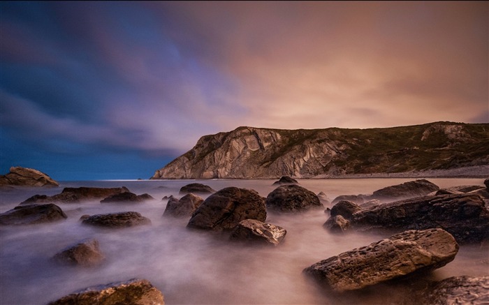 Mer roches ciel nuages rivage-Paysages HD Fond d'écran Vues:7426