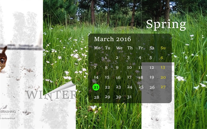 Fondo de pantalla de calendario de primavera-marzo de 2016 Vistas:6784