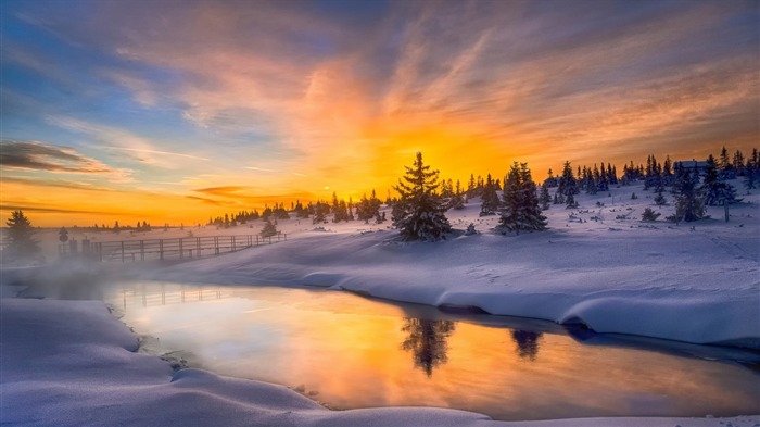 brume chaude froide matin Norvège-Décor parfait HD Fonds d'écran Vues:9611