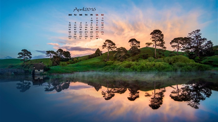 Beautiful natural scenery reflection-April 2016 Calendar Wallpaper Views:6675 Date:2016/3/30 8:40:26