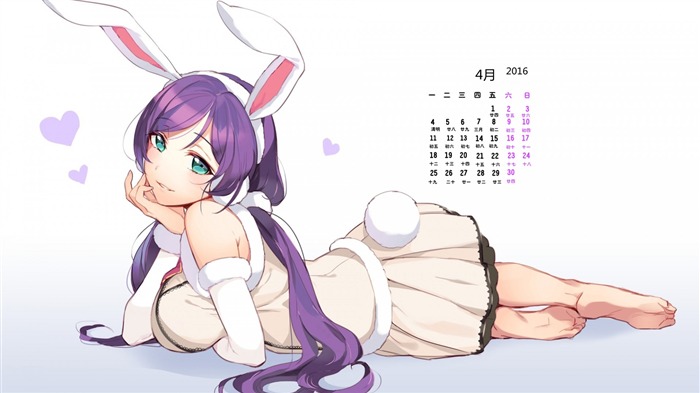 Cute Anime Girl-April 2016 Calendar Wallpaper Views:9248 Date:2016/3/30 8:38:36