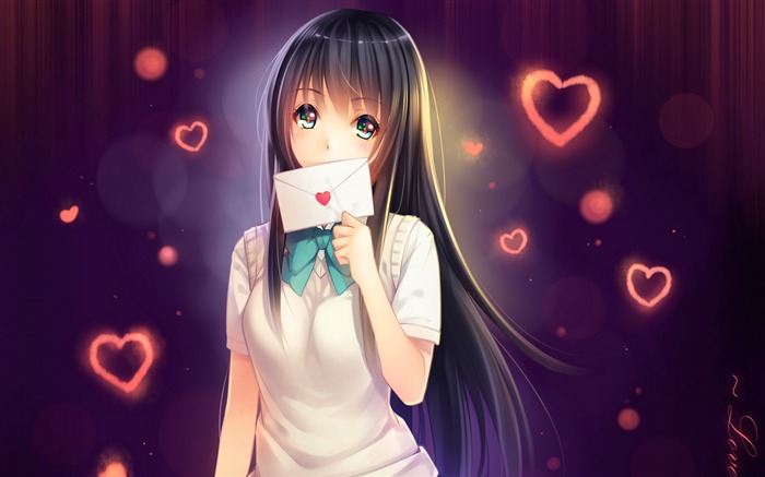 Chica escribiendo arte corazón-Anime Diseño HD Wallpaper Vistas:12630