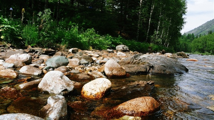 Rochers sur le côté de la rivière-Nature Paysage HD Fond d'écran Vues:9186