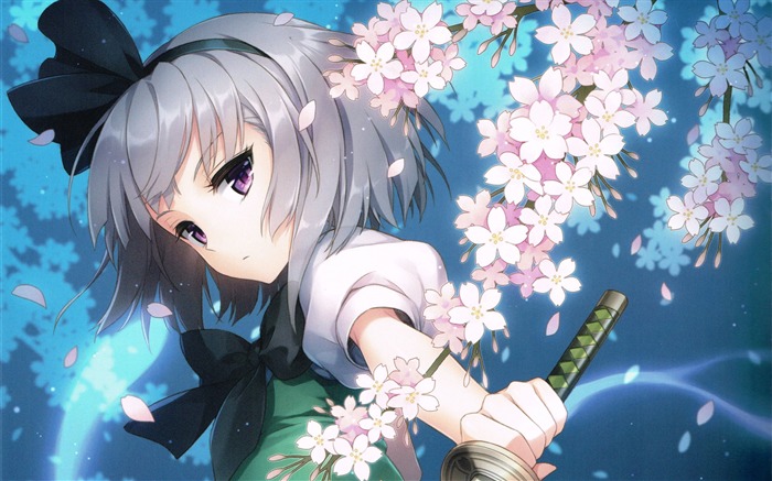 Youmu girl cherry katana-Anime Design HD Wallpaper Visualizações:14012