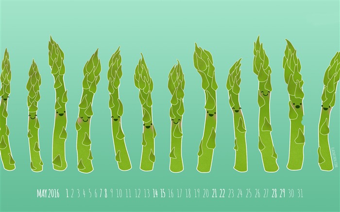 Asparagus Say Hi-May 2016 Calendar Wallpaper Views:7228 Date:2016/4/30 5:53:49