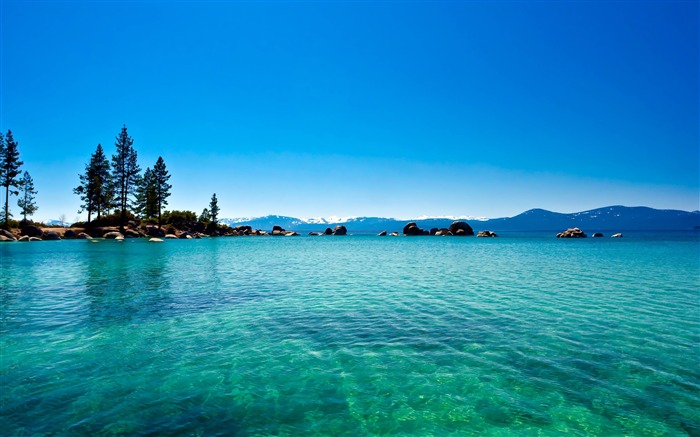 Cielo azul lago tahoe-HDR foto fondo de pantalla HD Vistas:11476